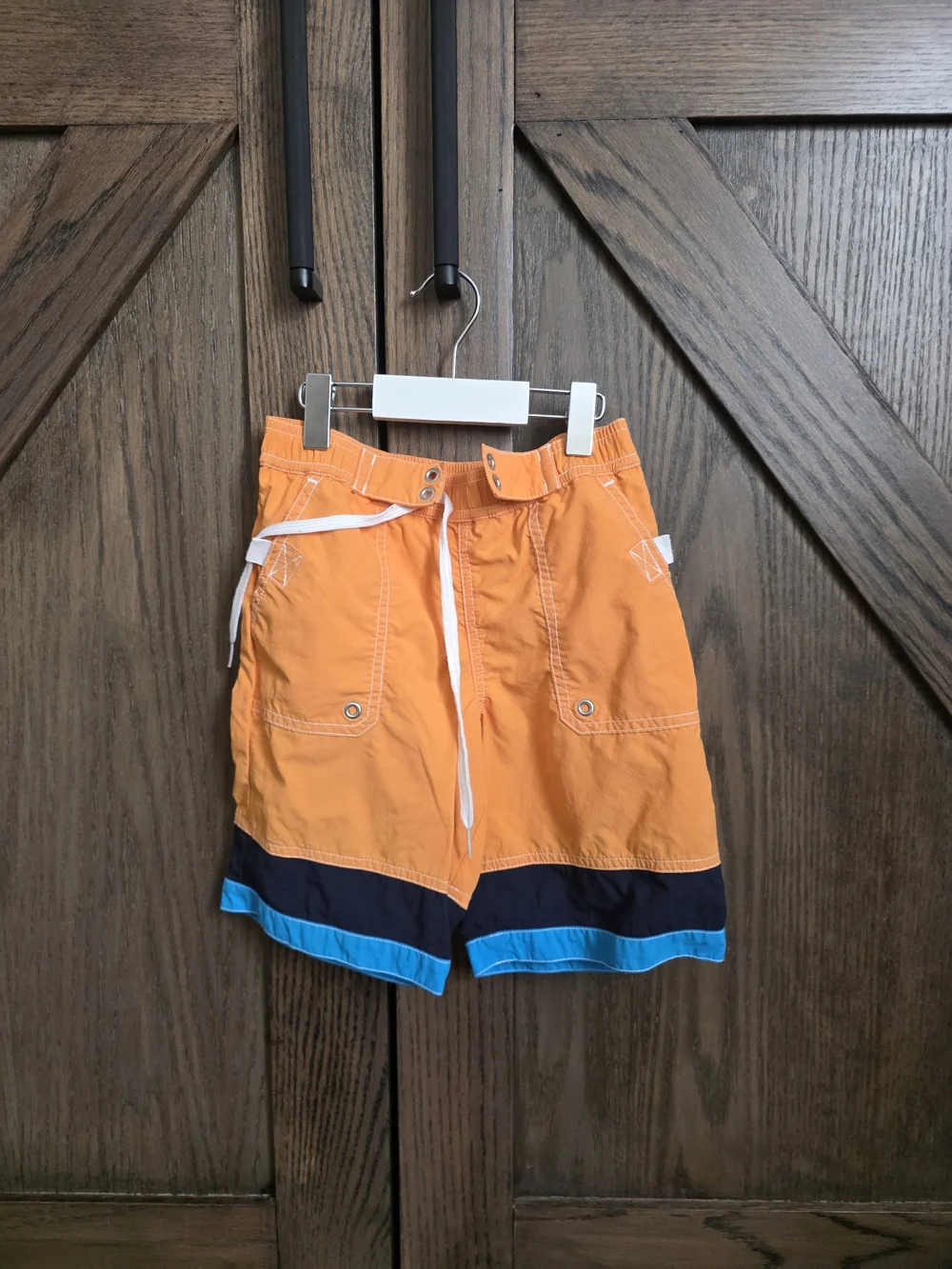 Hanna Andersson Orange Swim Trunks with Navy and Sky Blue Bands